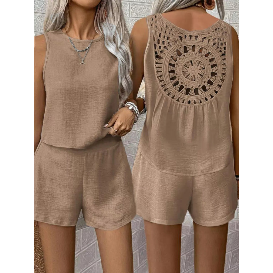 Round Neck Tank Top and Shorts Set Apparel and Accessories