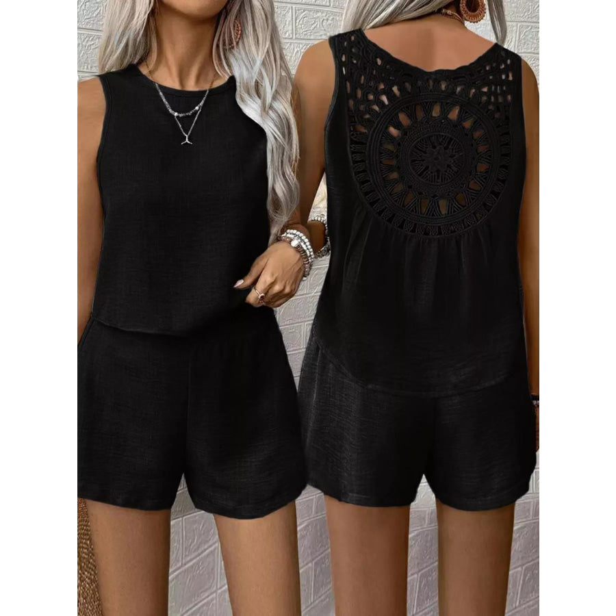 Round Neck Tank Top and Shorts Set Apparel and Accessories