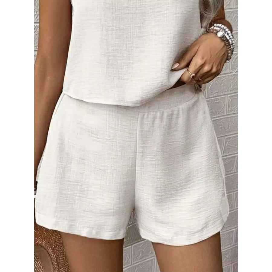 Round Neck Tank Top and Shorts Set Apparel and Accessories