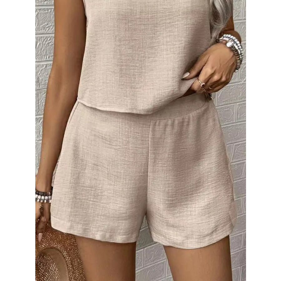 Round Neck Tank Top and Shorts Set Apparel and Accessories