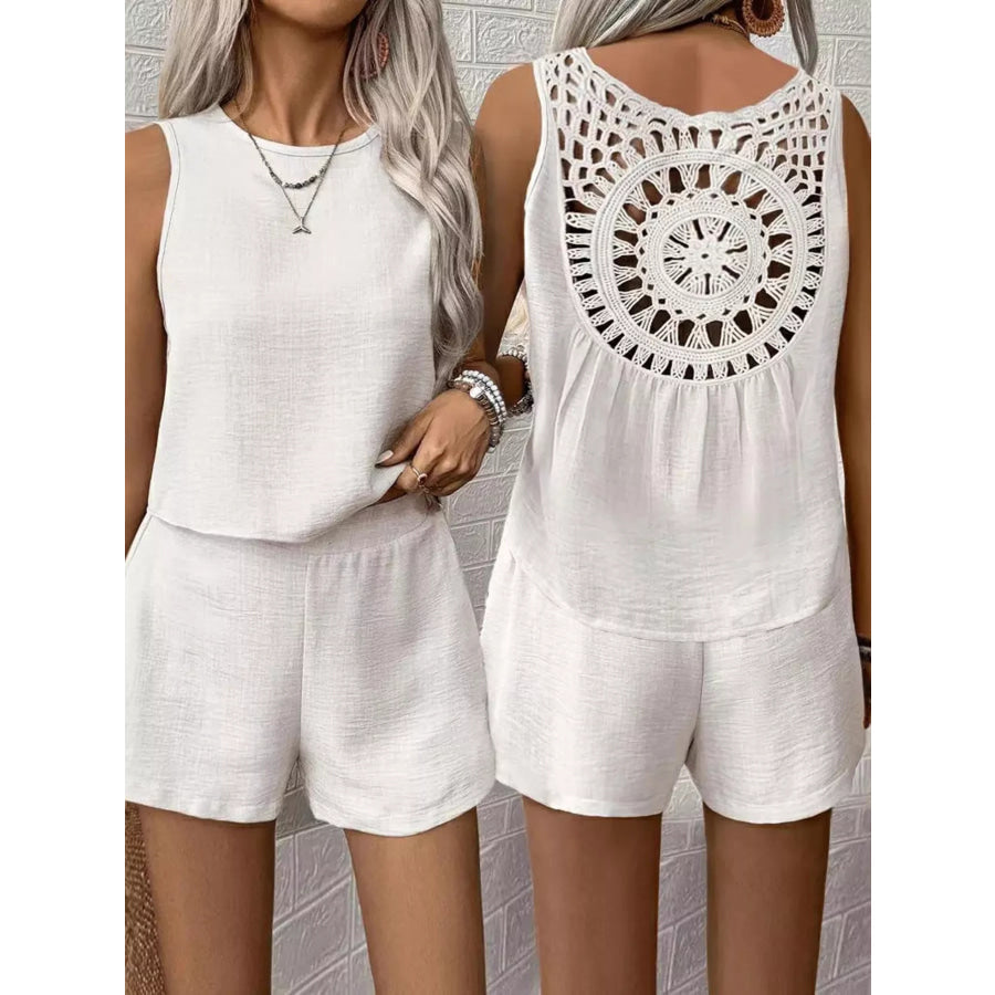 Round Neck Tank Top and Shorts Set Apparel and Accessories