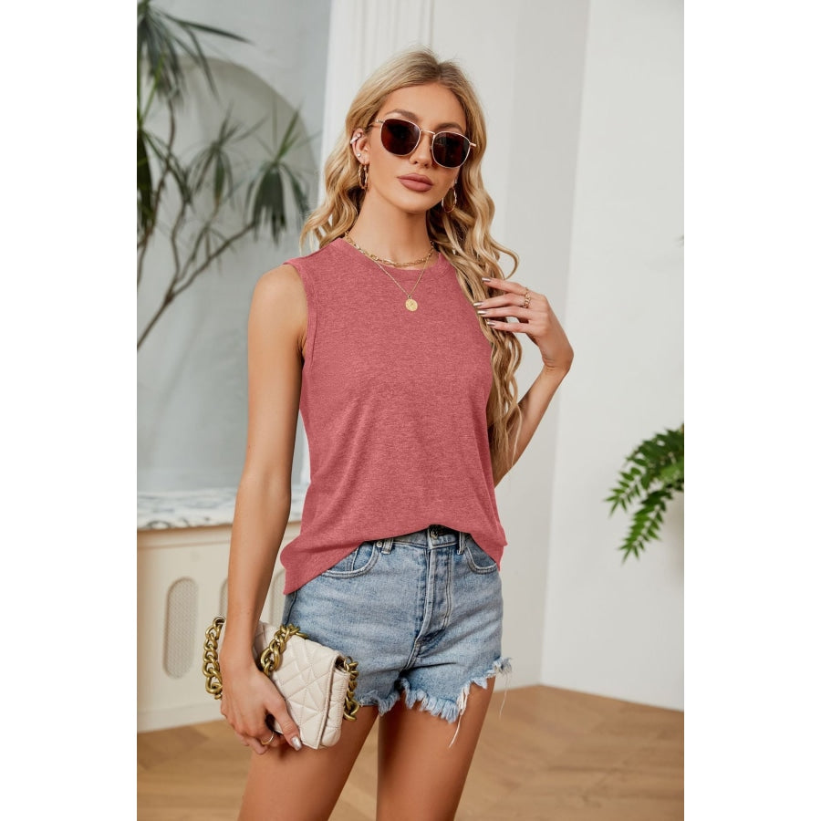 Round Neck Tank Top Burnt Coral / S