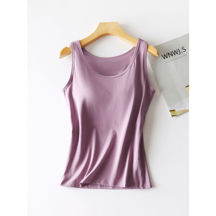 Round Neck Tank with Bra Apparel and Accessories