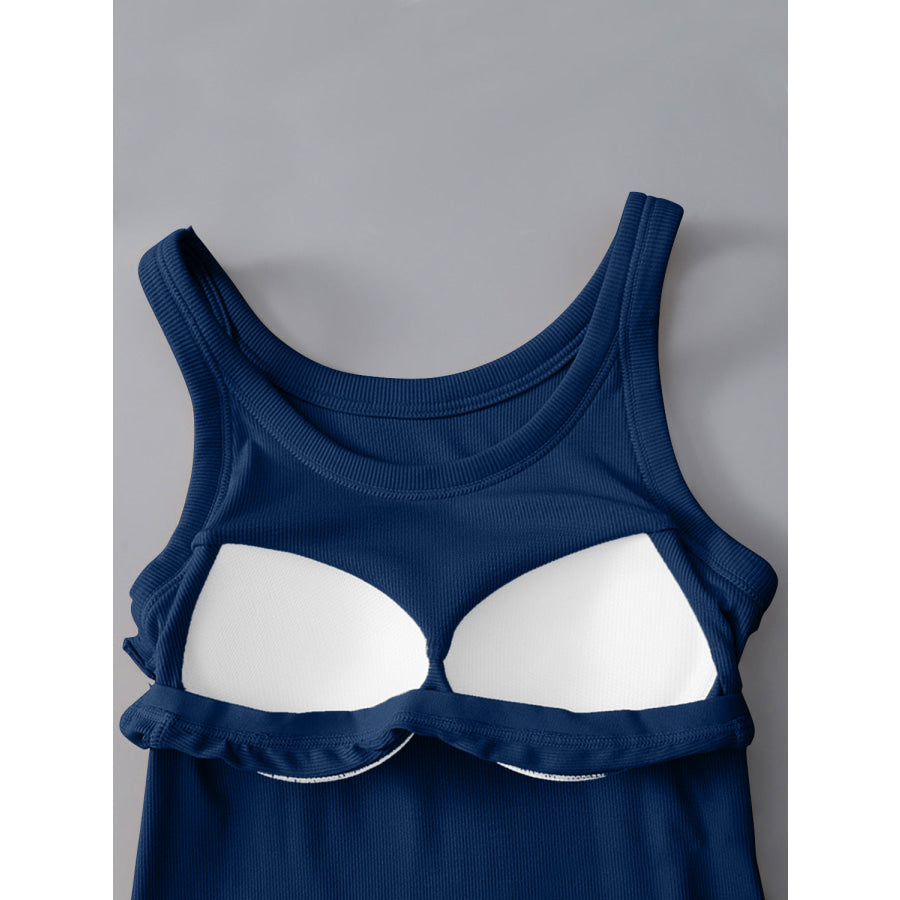 Round Neck Tank with Bra Apparel and Accessories