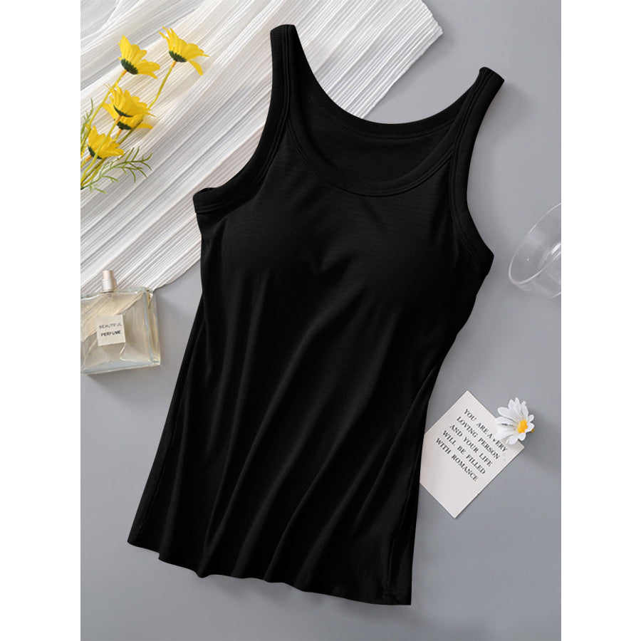 Round Neck Tank with Bra Apparel and Accessories