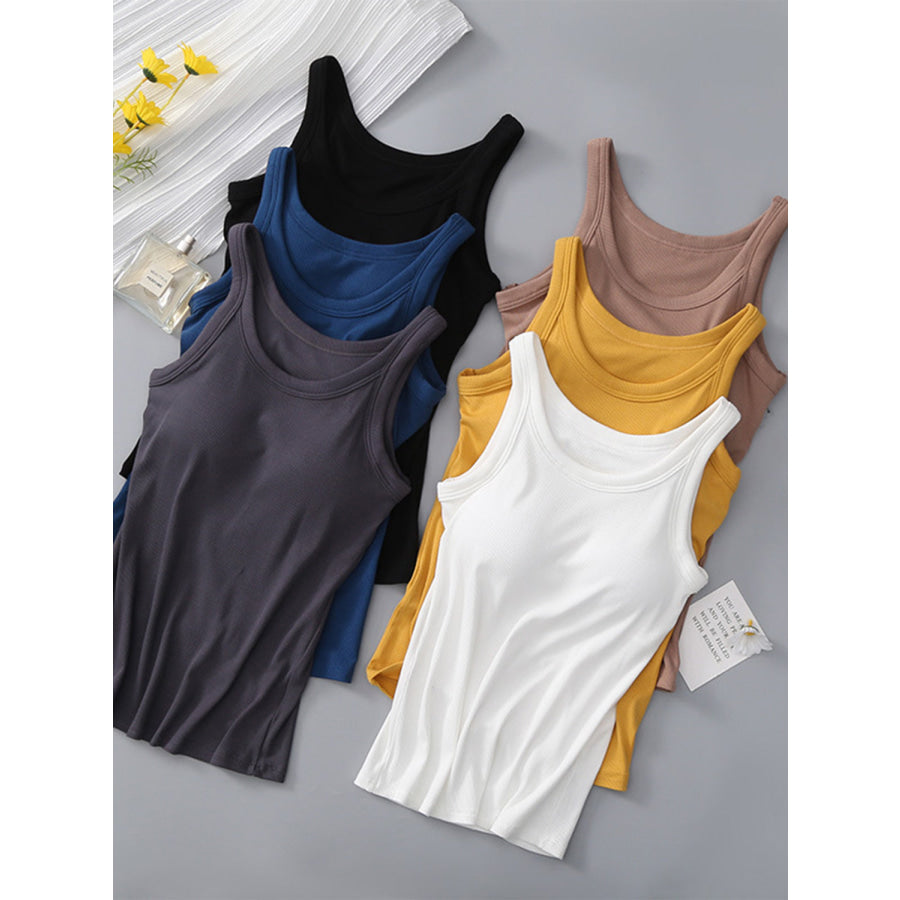 Round Neck Tank with Bra Apparel and Accessories