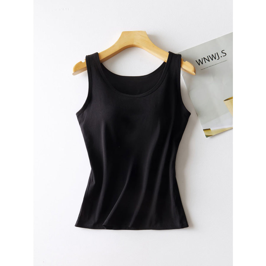 Round Neck Tank with Bra Apparel and Accessories