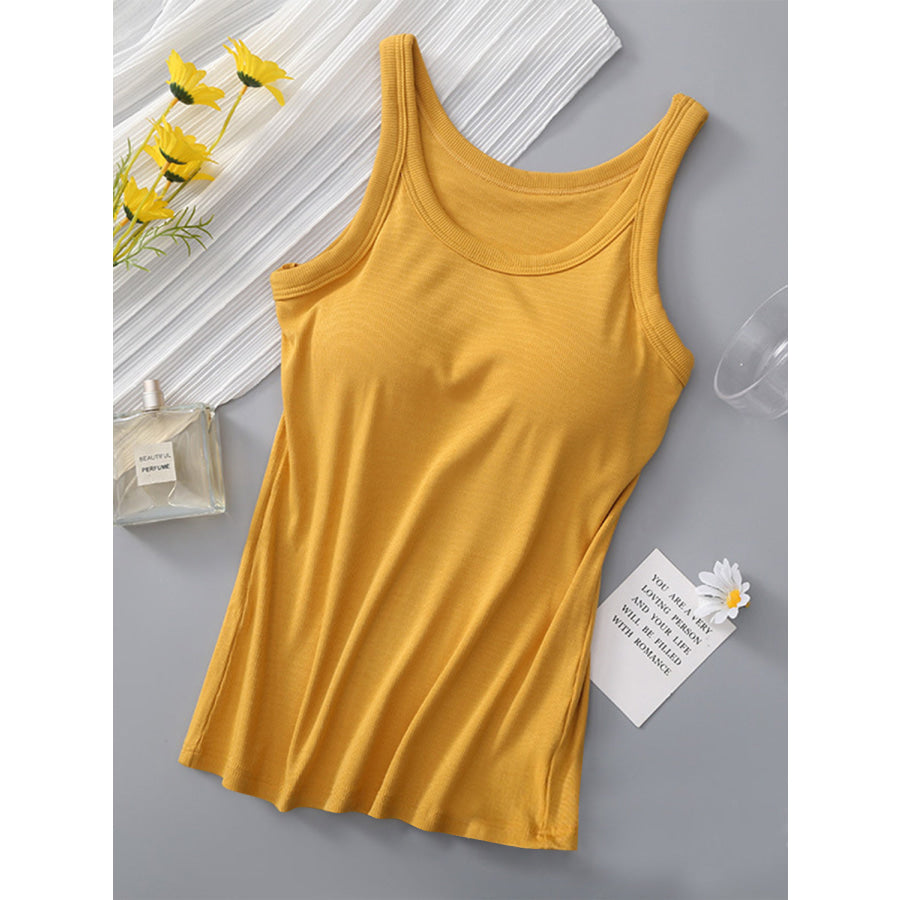 Round Neck Tank with Bra Apparel and Accessories