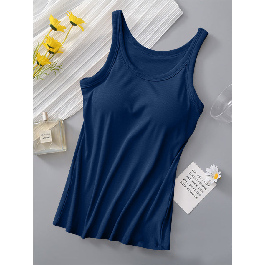 Round Neck Tank with Bra Apparel and Accessories