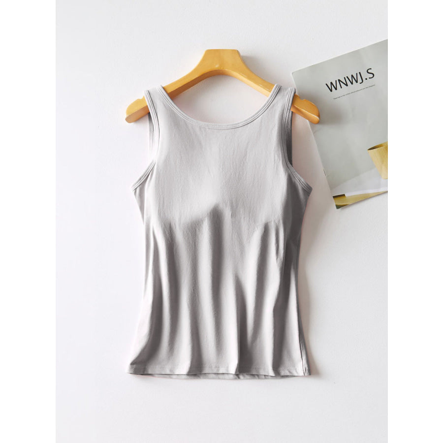 Round Neck Tank with Bra Apparel and Accessories