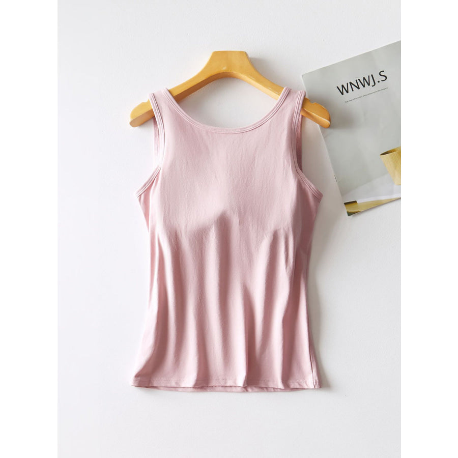 Round Neck Tank with Bra Apparel and Accessories