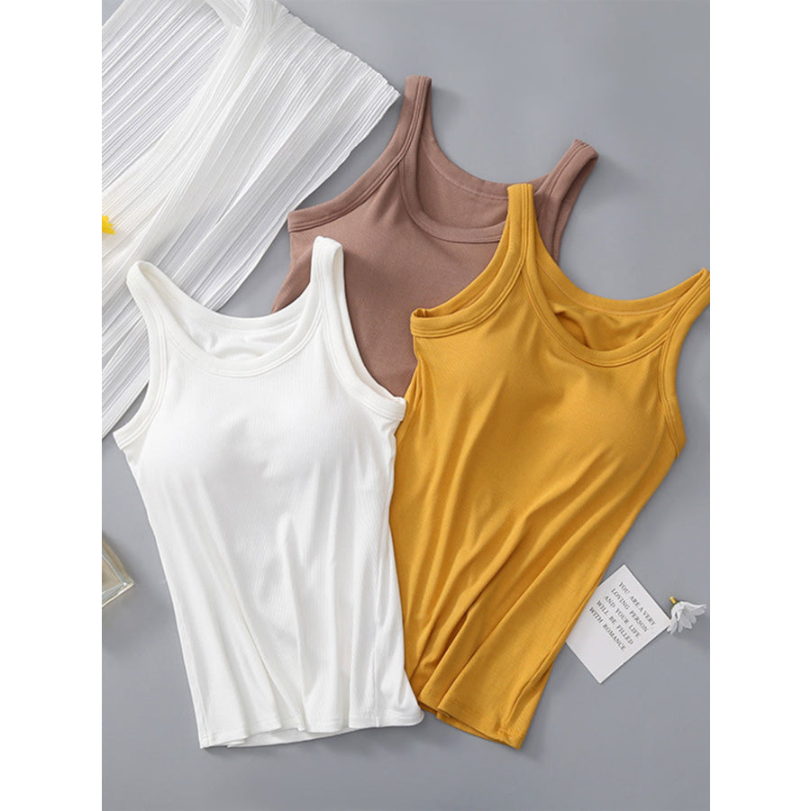 Round Neck Tank with Bra Apparel and Accessories