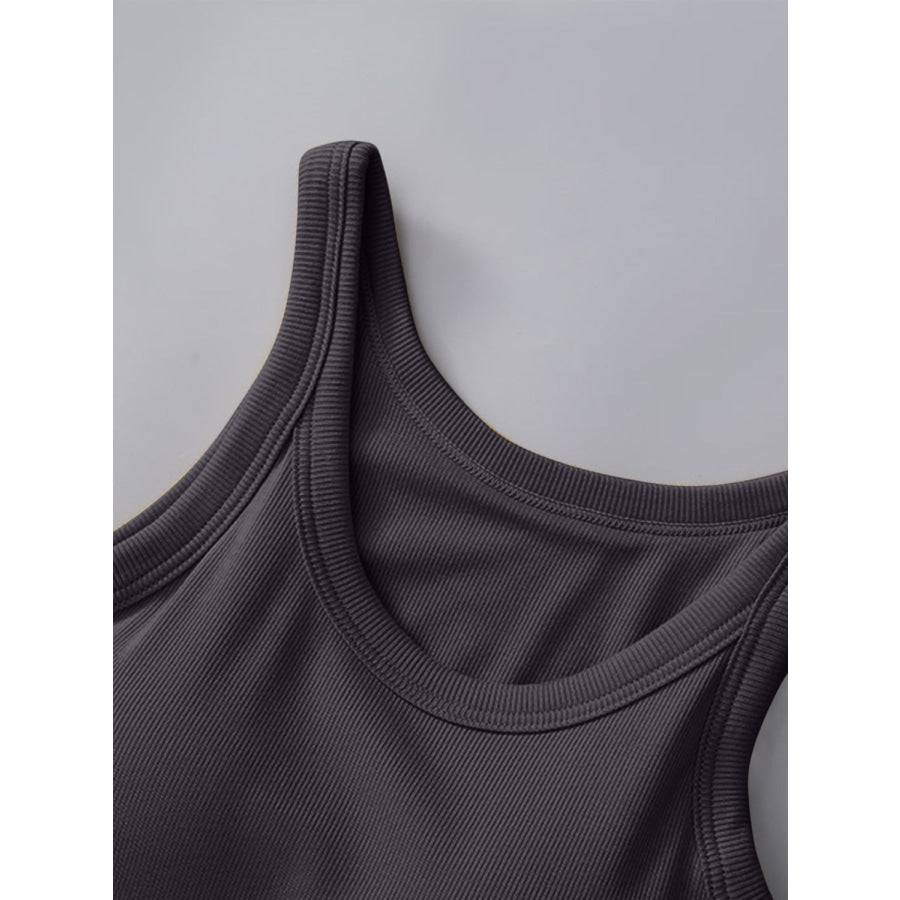 Round Neck Tank with Bra Apparel and Accessories