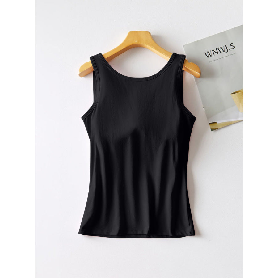 Round Neck Tank with Bra Black / M Apparel and Accessories