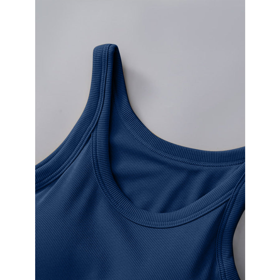 Round Neck Tank with Bra Dark Blue / S Apparel and Accessories