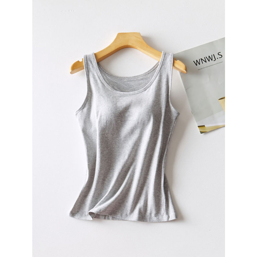 Round Neck Tank with Bra Gray / M Apparel and Accessories