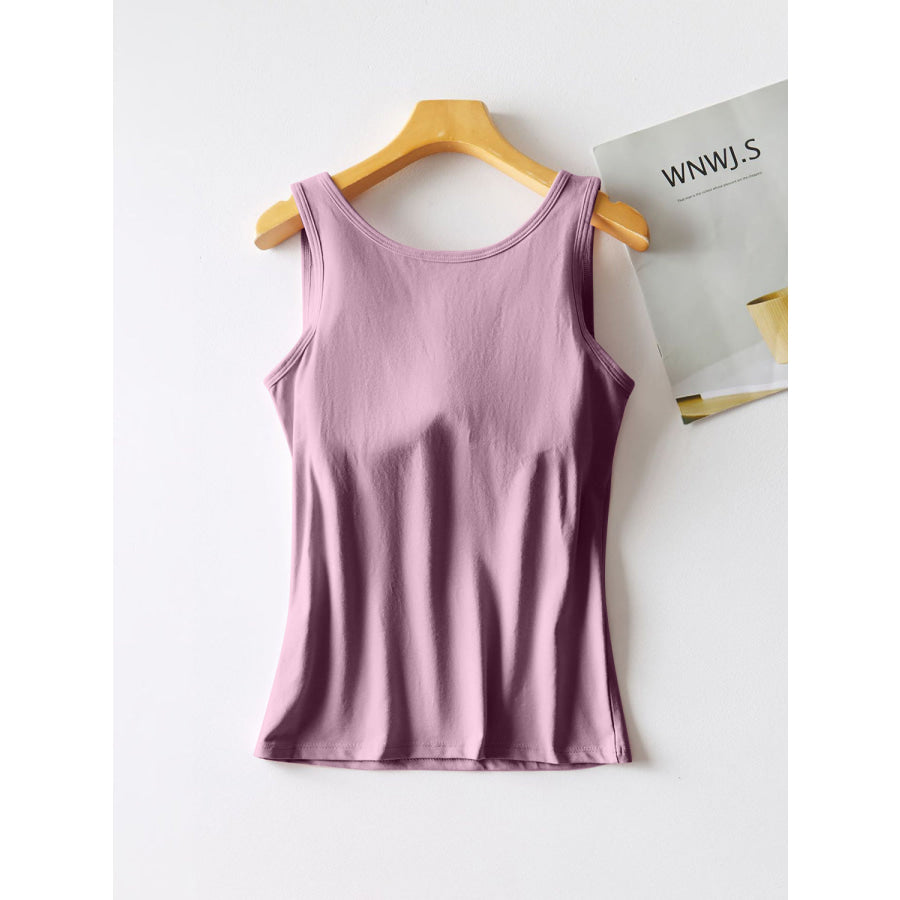 Round Neck Tank with Bra Lilac / M Apparel and Accessories