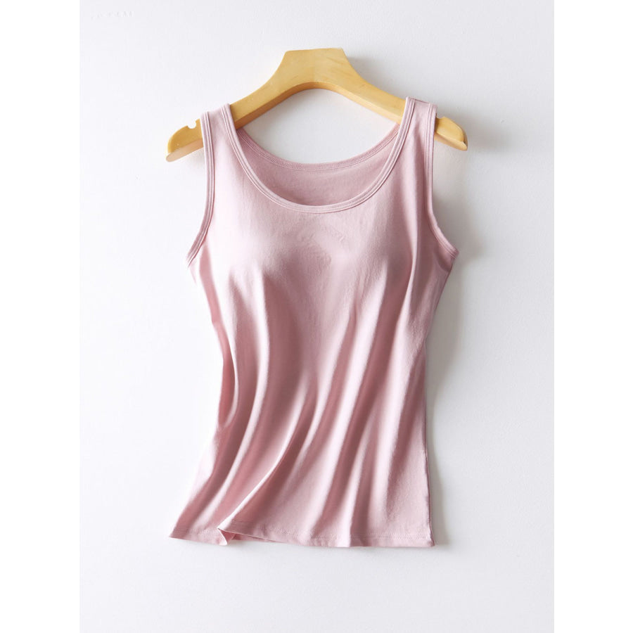 Round Neck Tank with Bra Pale Blush / M Apparel and Accessories