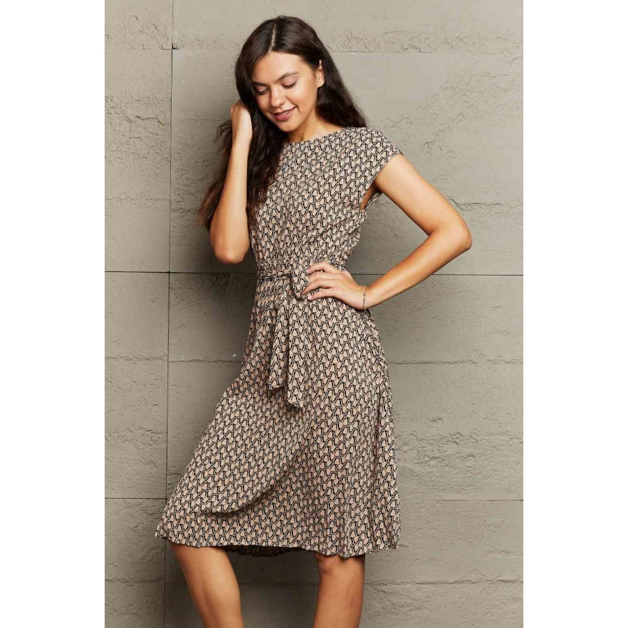 Round Neck Tie Waist Dress