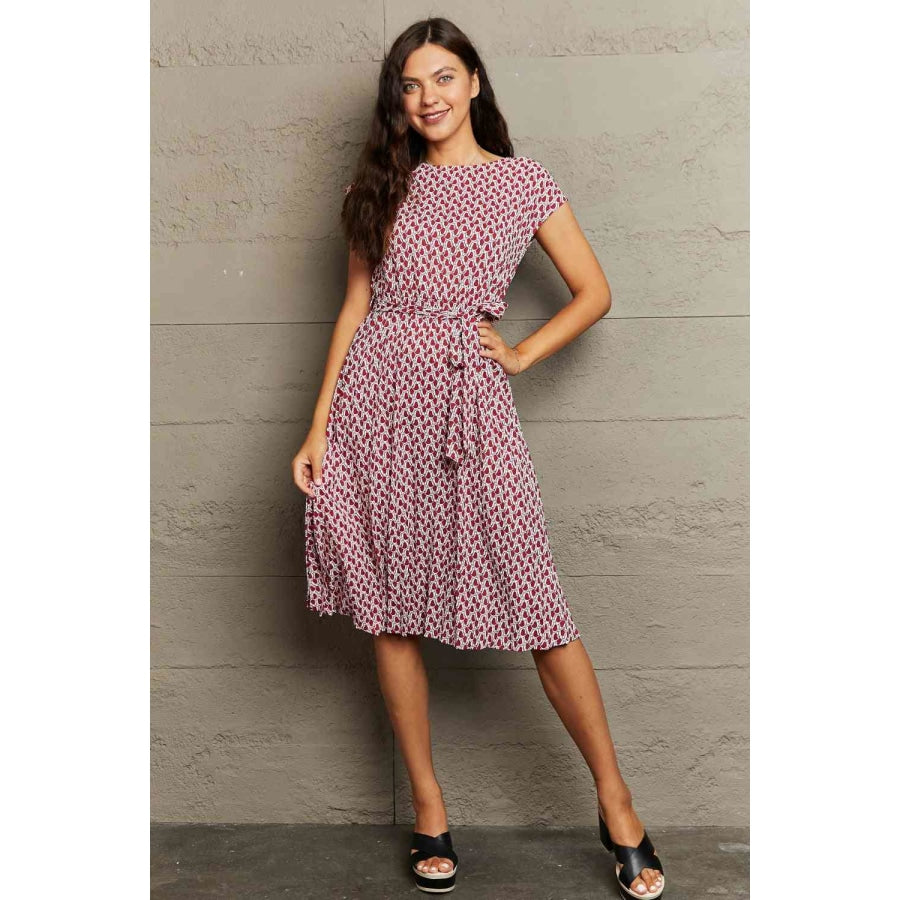 Round Neck Tie Waist Dress