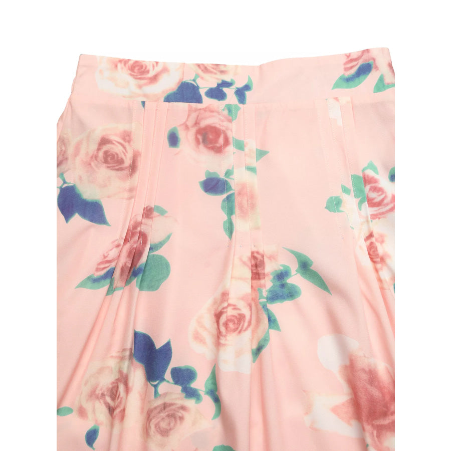 Round Neck Top and Floral Print Skirt Two-Piece Set Apparel and Accessories