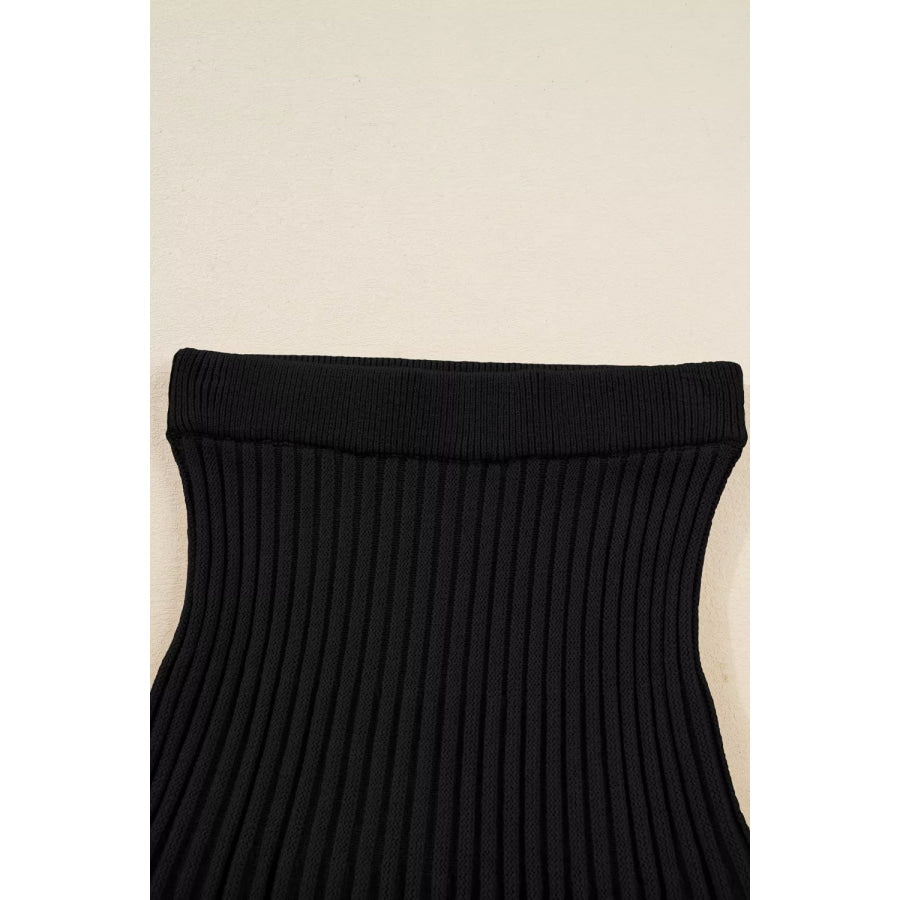 Round Neck Top and Skirt Sweater Set Apparel and Accessories