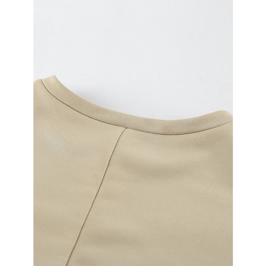 Round Neck Top and Wide Leg Pants Set Apparel and Accessories