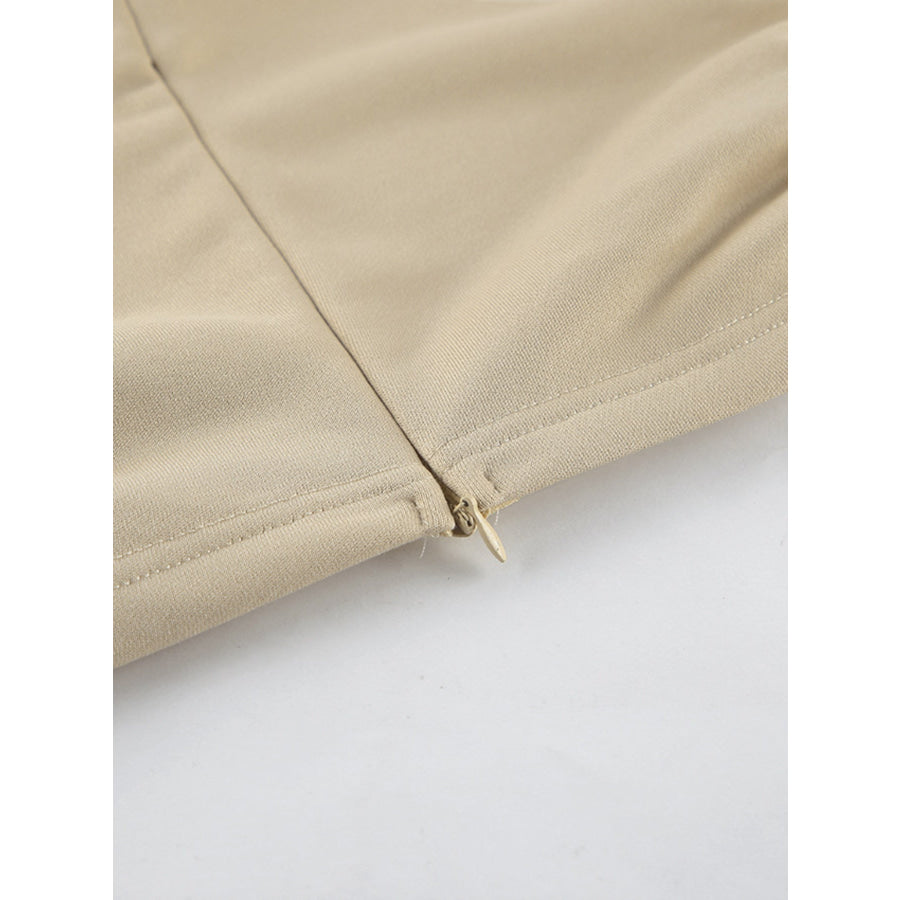 Round Neck Top and Wide Leg Pants Set Apparel and Accessories