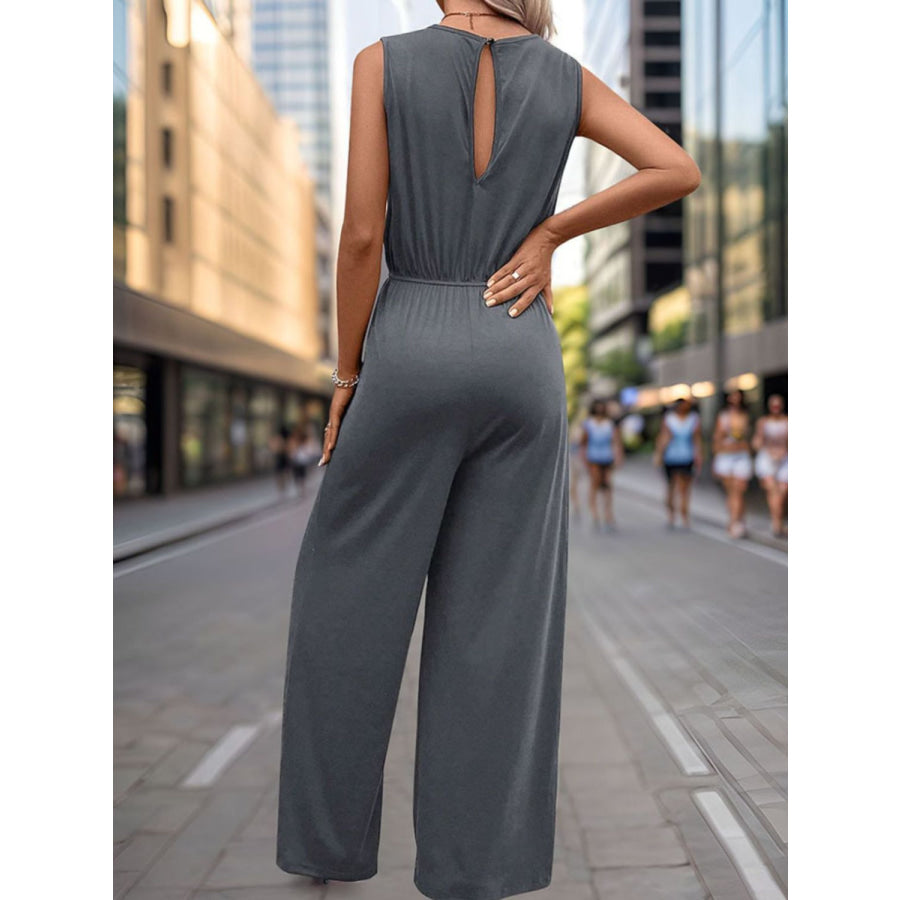 Round Neck Wide Leg Jumpsuit Apparel and Accessories