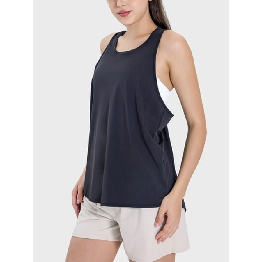 Round Neck Wide Strap Active Tank Apparel and Accessories