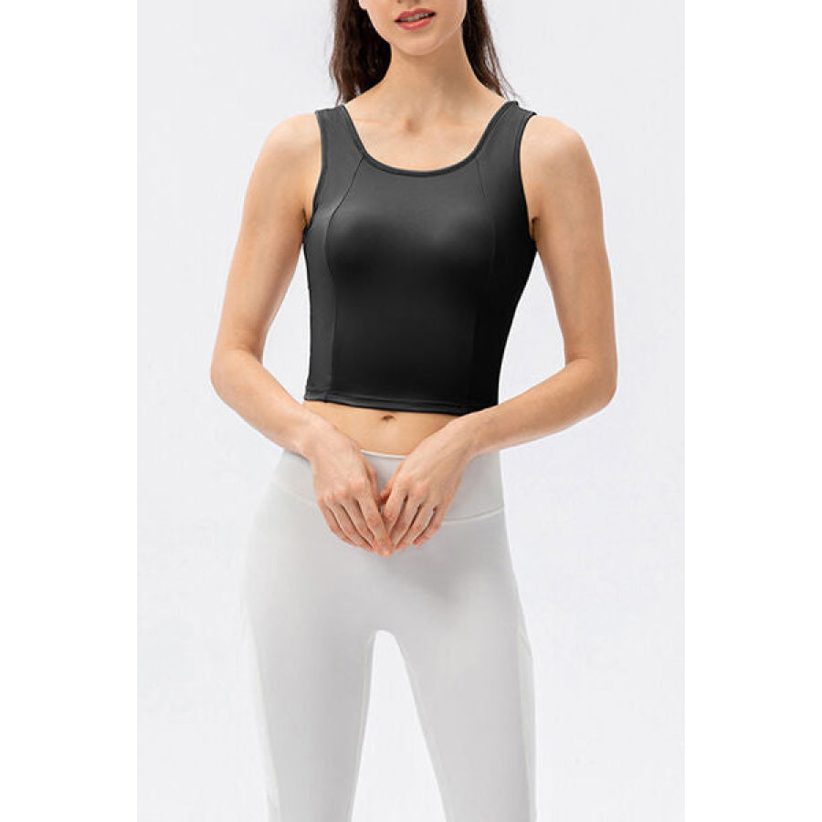 Round Neck Wide Strap Active Tank Black / XS Clothing