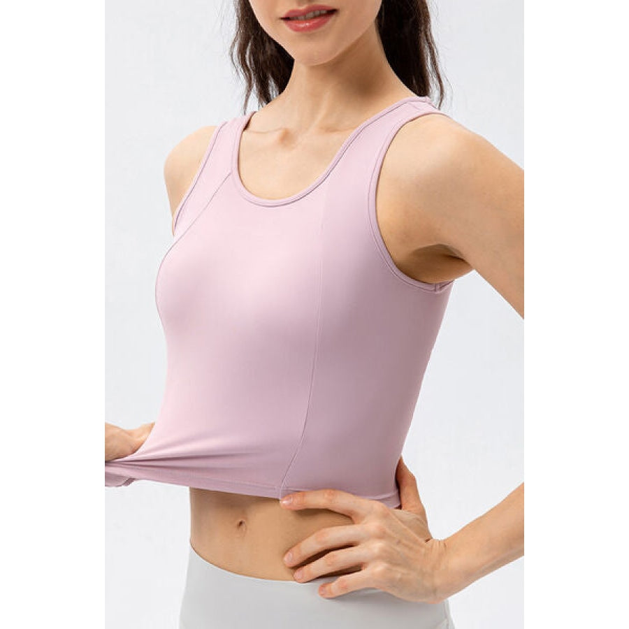 Round Neck Wide Strap Active Tank Clothing