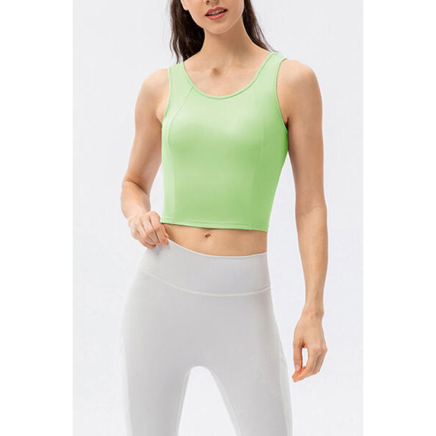 Round Neck Wide Strap Active Tank Mid Green / XS Clothing