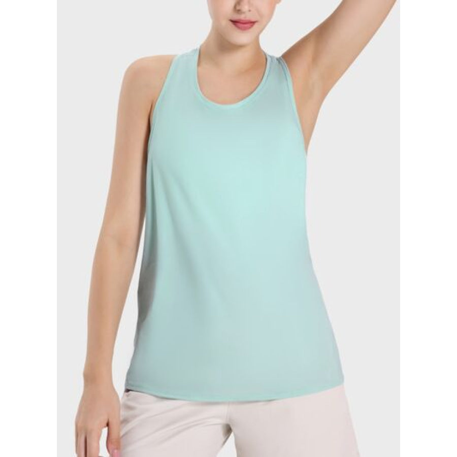 Round Neck Wide Strap Active Tank Mint Blue / 4 Apparel and Accessories