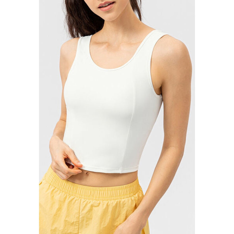 Round Neck Wide Strap Active Tank White / XS Clothing