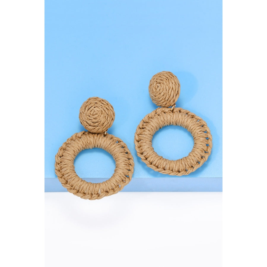 Round Shape Raffia Grass Dangle Earrings