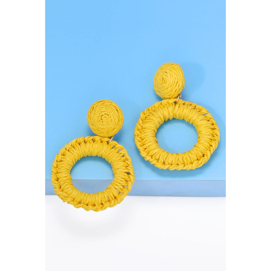 Round Shape Raffia Grass Dangle Earrings