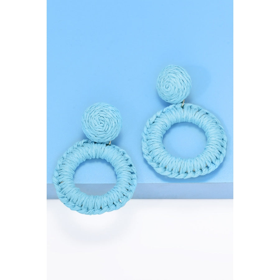 Round Shape Raffia Grass Dangle Earrings