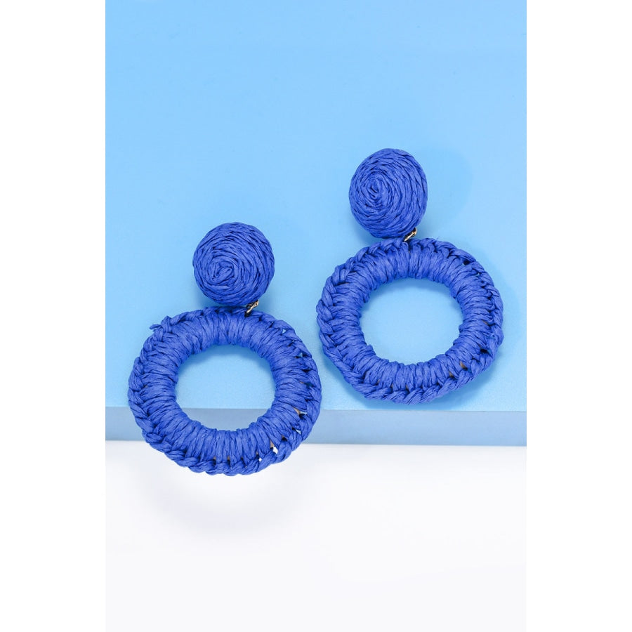 Round Shape Raffia Grass Dangle Earrings