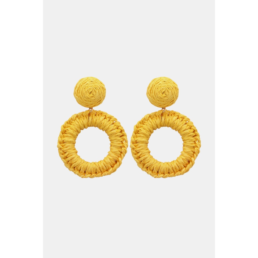 Round Shape Raffia Grass Dangle Earrings