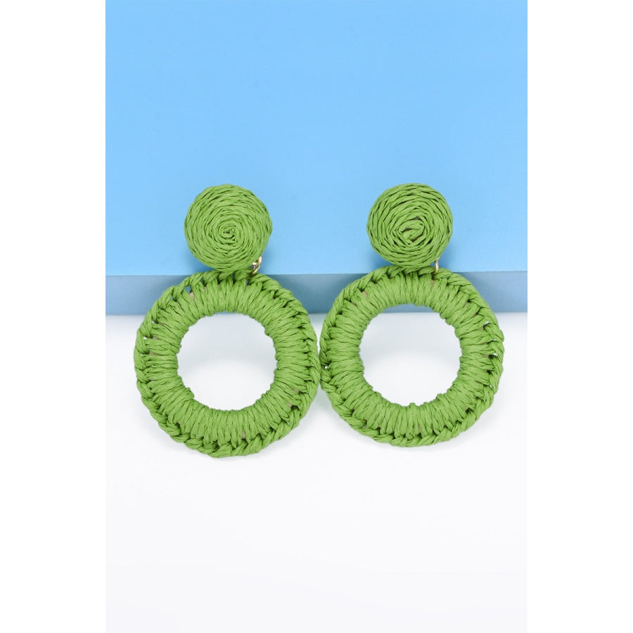 Round Shape Raffia Grass Dangle Earrings