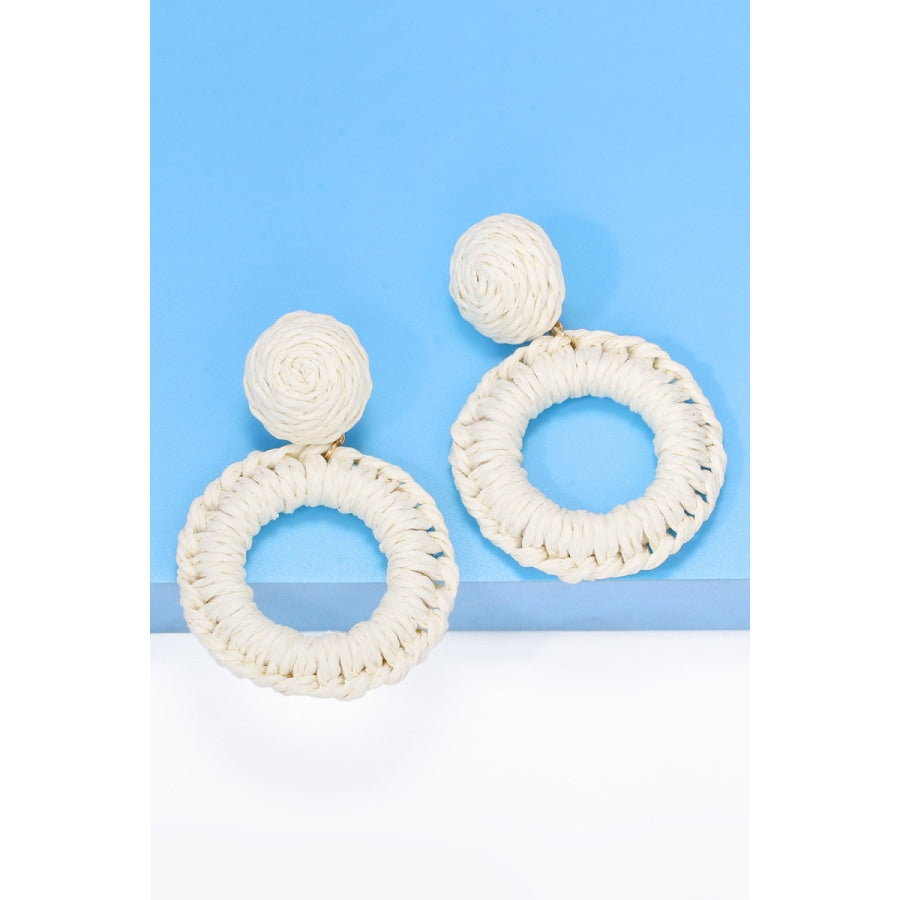 Round Shape Raffia Grass Dangle Earrings