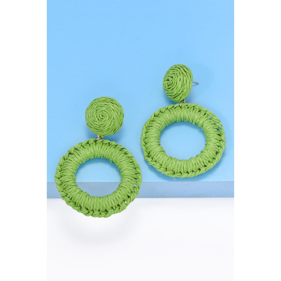 Round Shape Raffia Grass Dangle Earrings