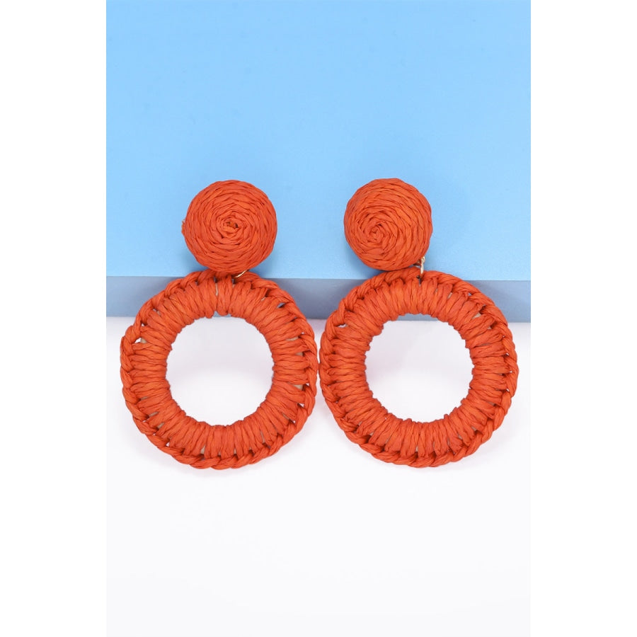 Round Shape Raffia Grass Dangle Earrings