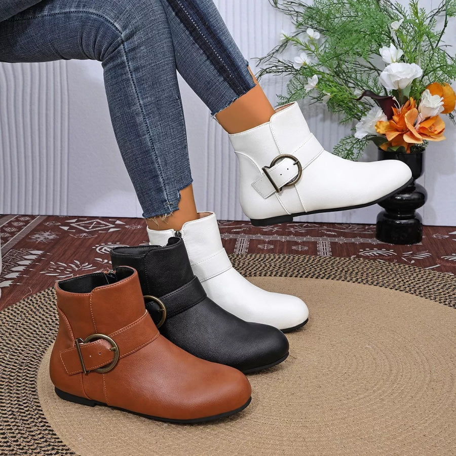 Round Toe Ankle Boots Apparel and Accessories