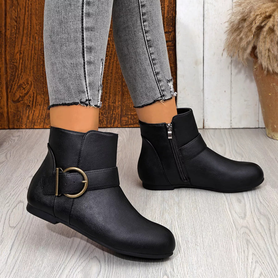 Round Toe Ankle Boots Apparel and Accessories