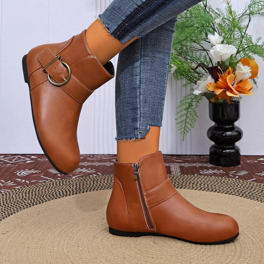 Round Toe Ankle Boots Apparel and Accessories