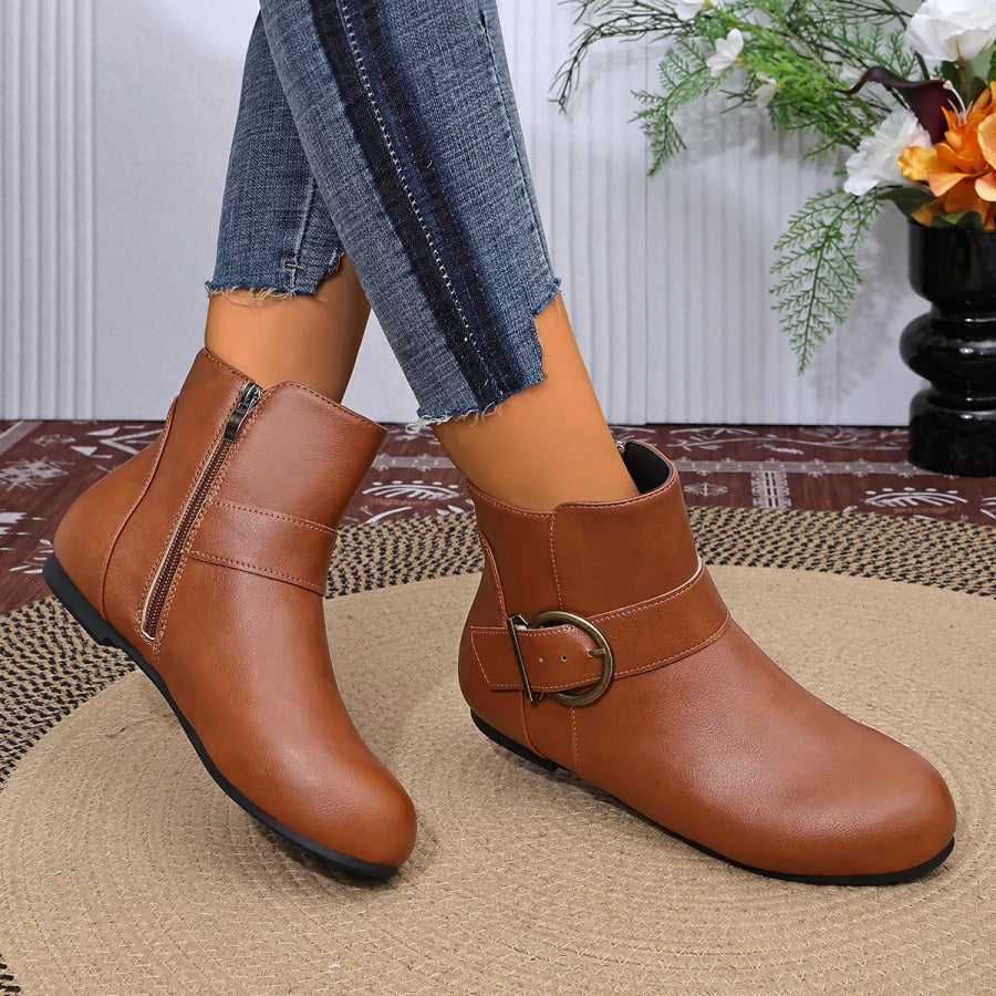 Round Toe Ankle Boots Apparel and Accessories