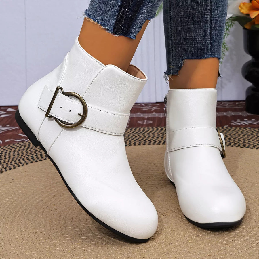 Round Toe Ankle Boots Apparel and Accessories