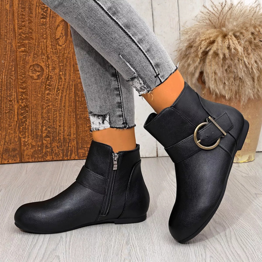 Round Toe Ankle Boots Apparel and Accessories